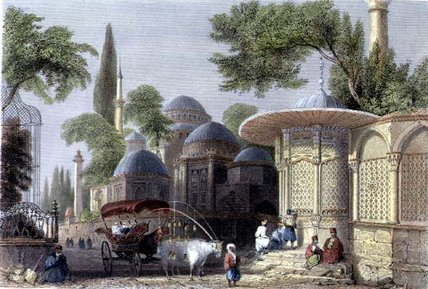 Wikioo.org – L'Encyclopédie des Beaux Arts - Peinture, Oeuvre de William Henry Bartlett - Fontaine et la mosquée de Chahzade