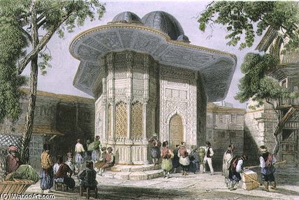 WikiOO.org - אנציקלופדיה לאמנויות יפות - ציור, יצירות אמנות William Henry Bartlett - Fountain In Galata