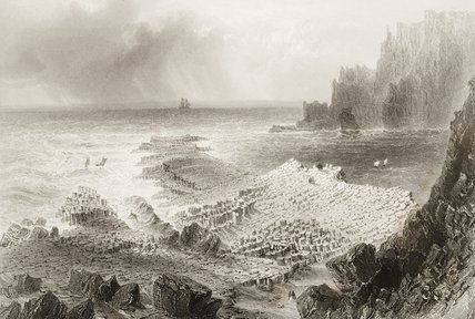 Wikioo.org - The Encyclopedia of Fine Arts - Painting, Artwork by William Henry Bartlett - The Giant's Causeway From Above