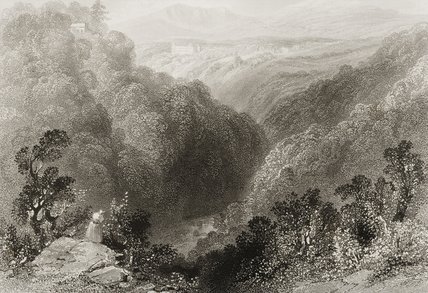 Wikioo.org - The Encyclopedia of Fine Arts - Painting, Artwork by William Henry Bartlett - View Of Powerscourt From The Dargle
