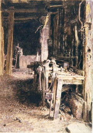 WikiOO.org - Enciklopedija dailės - Tapyba, meno kuriniai William Henry Hunt - Barn Interior,