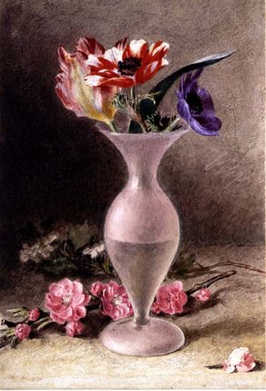 Wikioo.org - The Encyclopedia of Fine Arts - Painting, Artwork by William Henry Hunt - Glass Vase And Flowers