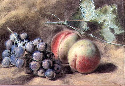 Wikioo.org - The Encyclopedia of Fine Arts - Painting, Artwork by William Henry Hunt - Grapes And Peaches, 19th Century