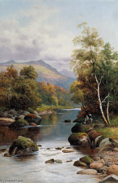Wikioo.org - The Encyclopedia of Fine Arts - Painting, Artwork by William Henry Mander - Evening On The Glaslyn, North Wales
