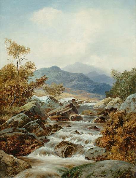 Wikoo.org - موسوعة الفنون الجميلة - اللوحة، العمل الفني William Henry Mander - Highland River Landscapes