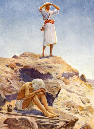 Wikioo.org - The Encyclopedia of Fine Arts - Painting, Artwork by William Henry Margetson - Elijah And His Servant Watching For Rain