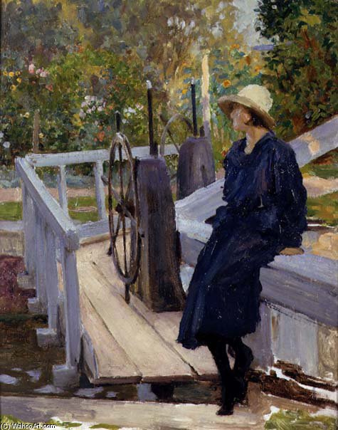 WikiOO.org - Encyclopedia of Fine Arts - Maalaus, taideteos William Henry Margetson - Girl By A Lock