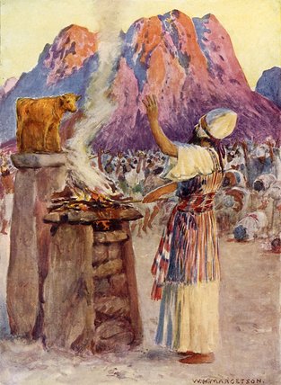 Wikioo.org – La Enciclopedia de las Bellas Artes - Pintura, Obras de arte de William Henry Margetson - El becerro de oro