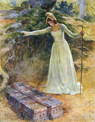 WikiOO.org - Encyclopedia of Fine Arts - Maleri, Artwork William Henry Margetson - The Princess Came To The Iron Chest