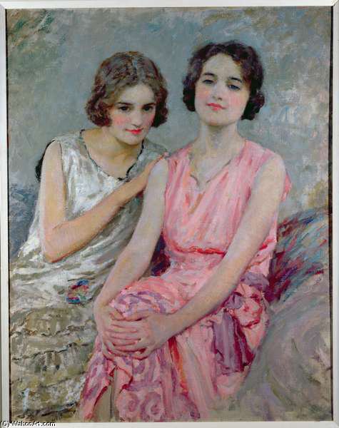 WikiOO.org - Enciklopedija dailės - Tapyba, meno kuriniai William Henry Margetson - Two Young Women Seated