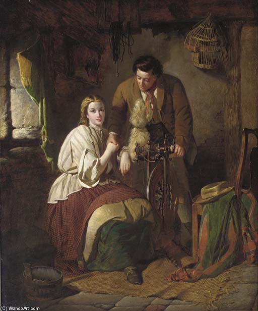 WikiOO.org - Encyclopedia of Fine Arts - Lukisan, Artwork William Henry Midwood - A Cottage Courtship
