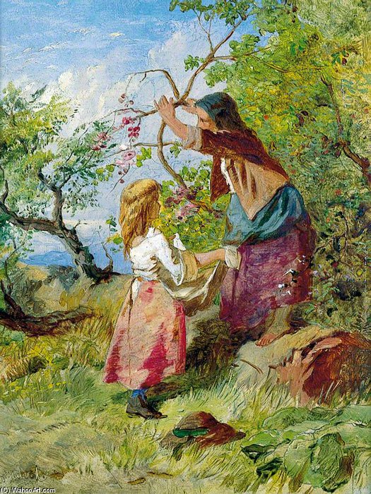 Wikioo.org - The Encyclopedia of Fine Arts - Painting, Artwork by William Henry Midwood - Fruit Picking