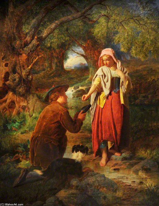 Wikioo.org - The Encyclopedia of Fine Arts - Painting, Artwork by William Henry Midwood - The Betrothal Of Burns And Highland Mary