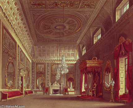 Wikoo.org - موسوعة الفنون الجميلة - اللوحة، العمل الفني William Henry Pyne - The Saloon, Buckingham Palace