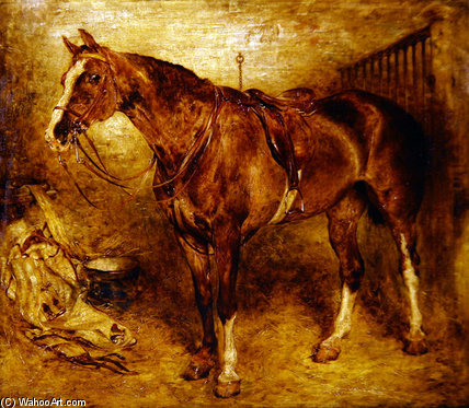Wikioo.org – La Enciclopedia de las Bellas Artes - Pintura, Obras de arte de William Huggins - a caballo en el `stable` ,