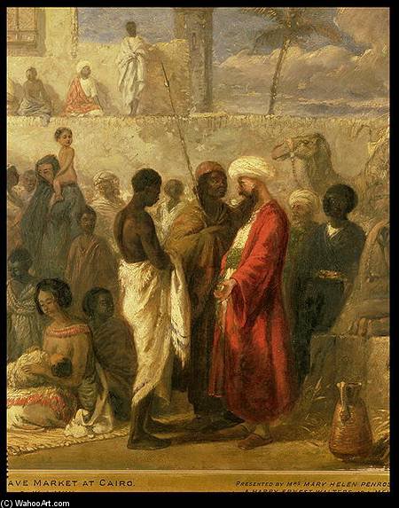 Wikioo.org - Die Enzyklopädie bildender Kunst - Malerei, Kunstwerk von William James Muller - Der Sklavenmarkt an Kairo