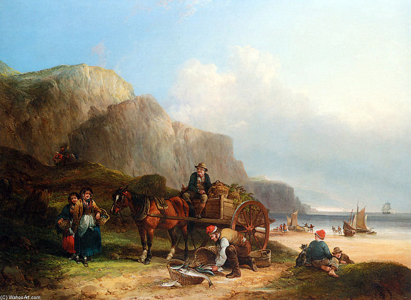 WikiOO.org - Encyclopedia of Fine Arts - Malba, Artwork William Joseph Shayer - Scene In The Isle Of Wight