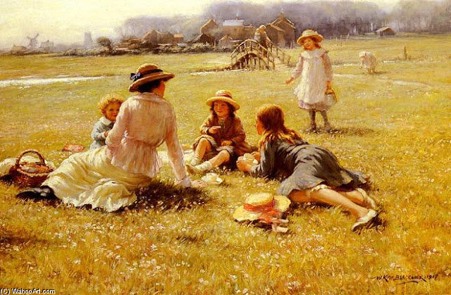 Wikioo.org - The Encyclopedia of Fine Arts - Painting, Artwork by William Kay Blacklock - A Picnic Party