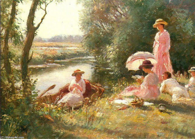 Wikioo.org - The Encyclopedia of Fine Arts - Painting, Artwork by William Kay Blacklock - Picnic On The Ouse
