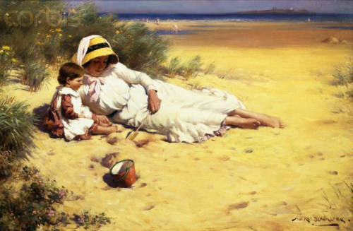 WikiOO.org - Encyclopedia of Fine Arts - Maleri, Artwork William Kay Blacklock - Playing With Mother