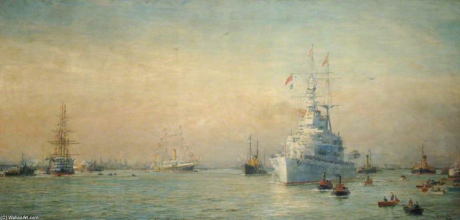 Wikioo.org - The Encyclopedia of Fine Arts - Painting, Artwork by William Lionel Wyllie - 'renown' Leaving Portsmouth Harbour