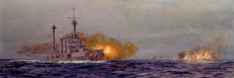 Wikioo.org - The Encyclopedia of Fine Arts - Painting, Artwork by William Lionel Wyllie - Destruction Of The German Raider -