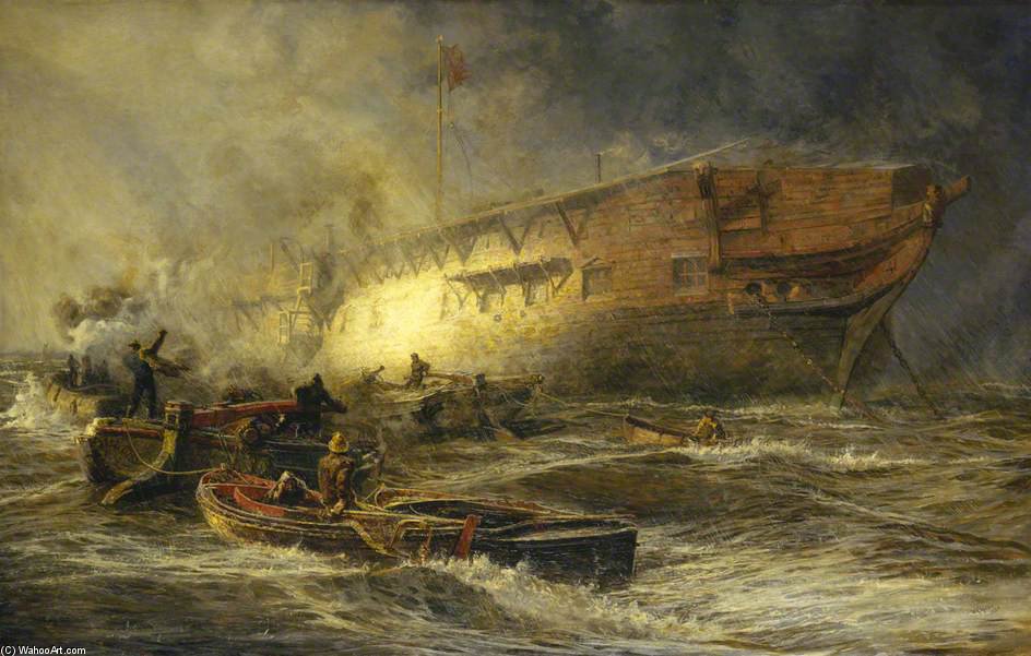 Wikioo.org - The Encyclopedia of Fine Arts - Painting, Artwork by William Lionel Wyllie - Storm And Sunshine - A Battle With The Elements