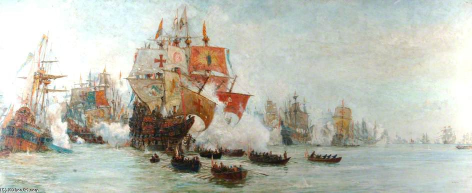 Wikioo.org - The Encyclopedia of Fine Arts - Painting, Artwork by William Lionel Wyllie - The Battle Of Gravelines
