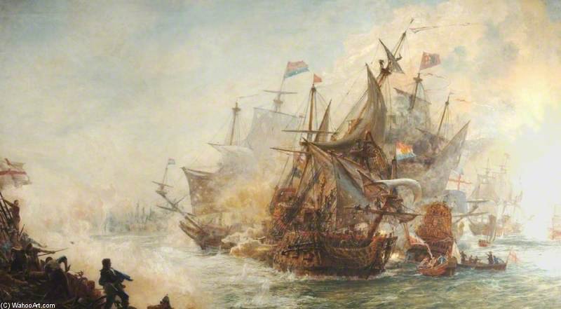 WikiOO.org - Encyclopedia of Fine Arts - Maľba, Artwork William Lionel Wyllie - The Battle Of North Foreland