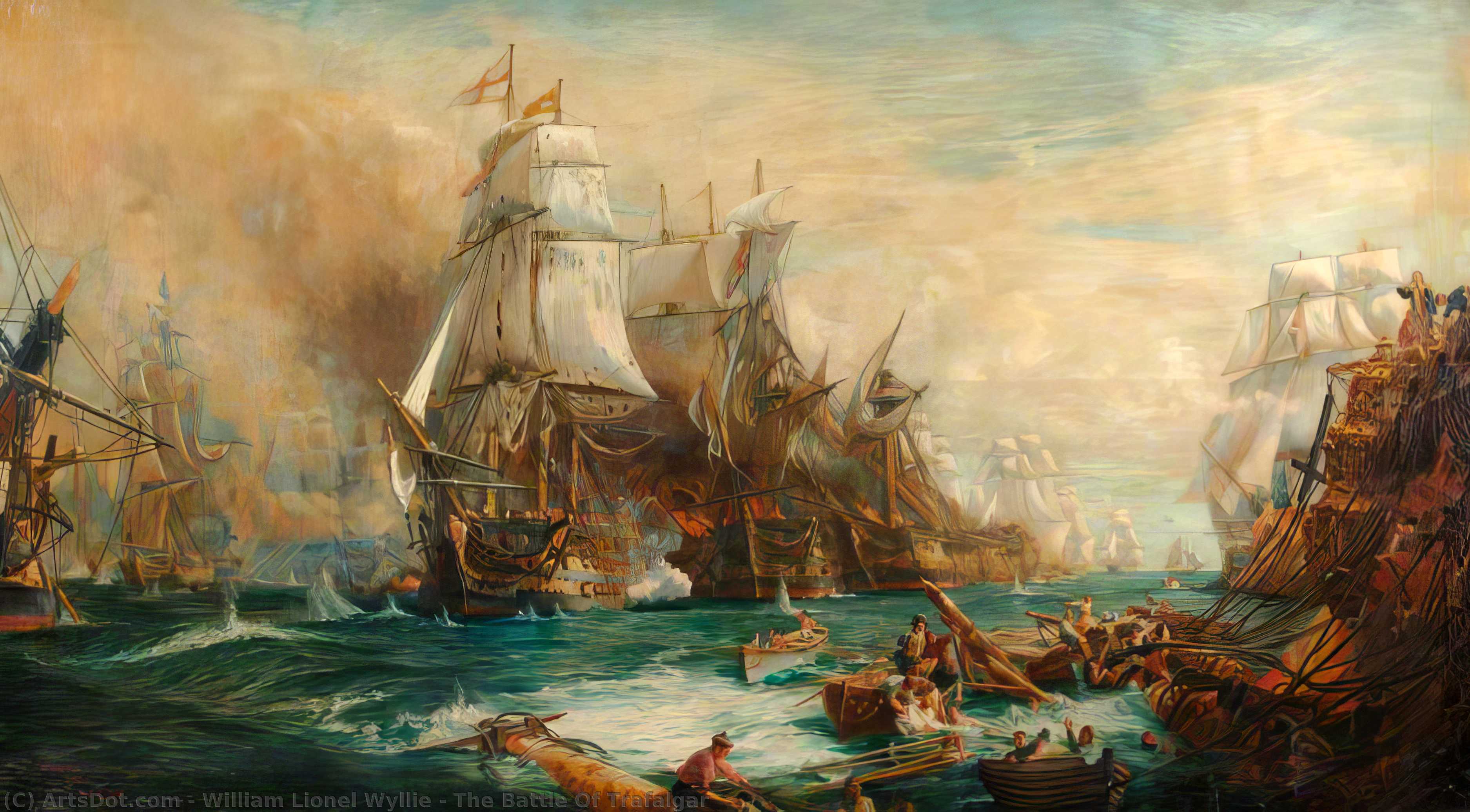 WikiOO.org - 백과 사전 - 회화, 삽화 William Lionel Wyllie - The Battle Of Trafalgar