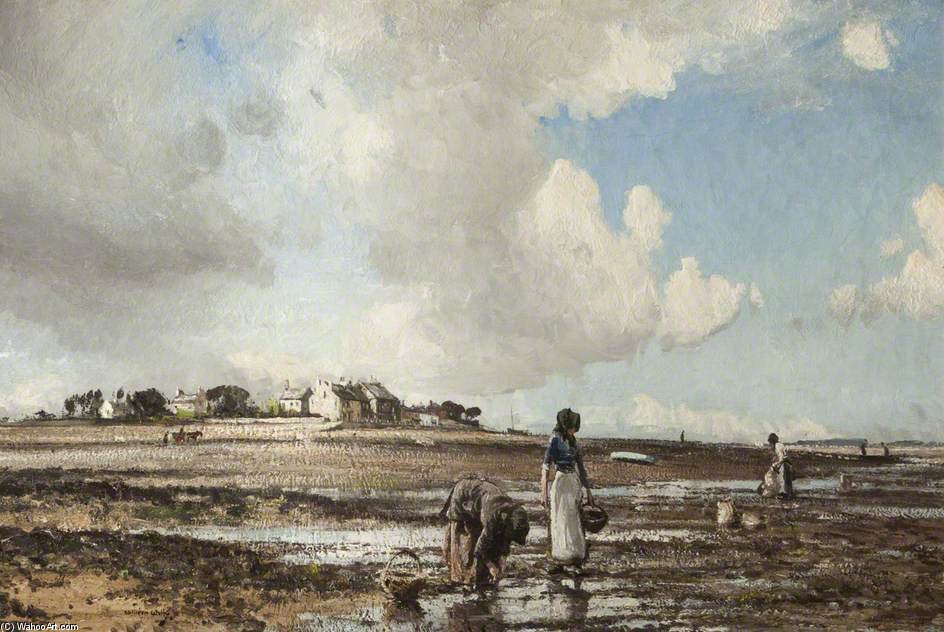 Wikioo.org - The Encyclopedia of Fine Arts - Painting, Artwork by William Page Atkinson Wells - The Mussel Gatherers At Sunderland Point, Lancashire