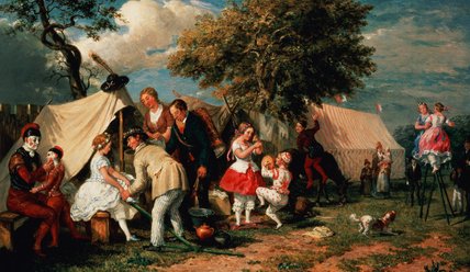 Wikioo.org - The Encyclopedia of Fine Arts - Painting, Artwork by William Samuel Parrott - The Acrobats' Camp, Epsom Downs