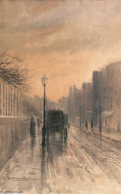 WikiOO.org - Encyclopedia of Fine Arts - Maľba, Artwork William Percy French - Nassau Street, Dublin