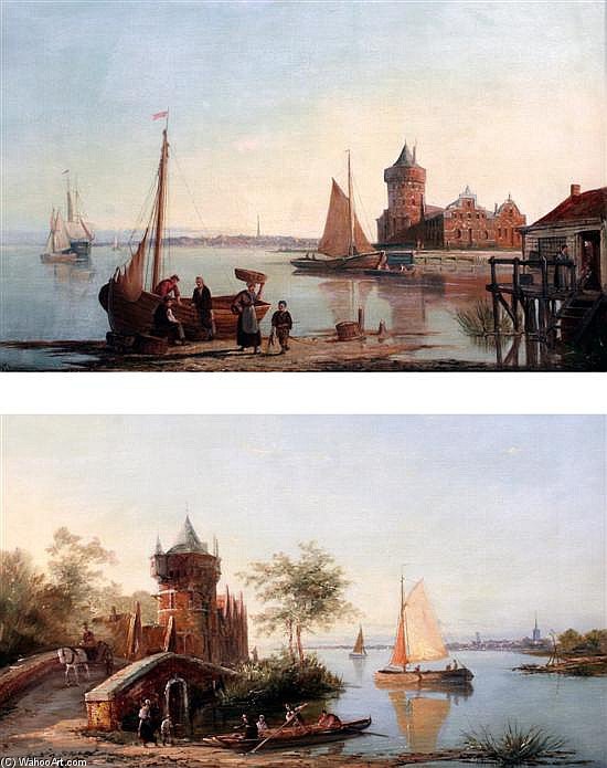 WikiOO.org - Encyclopedia of Fine Arts - Lukisan, Artwork William Raymond Dommersen - Renntz Castle On The Moselle