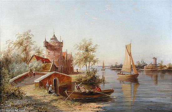 WikiOO.org - Encyclopedia of Fine Arts - Lukisan, Artwork William Raymond Dommersen - The Toll House, Enkhuizen, Holland Signed Lower Right