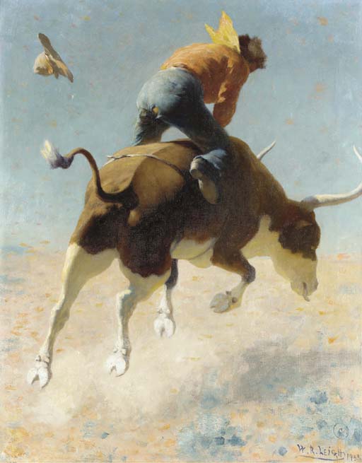 Wikioo.org - The Encyclopedia of Fine Arts - Painting, Artwork by William Robinson Leigh - A Wild Texas Steer
