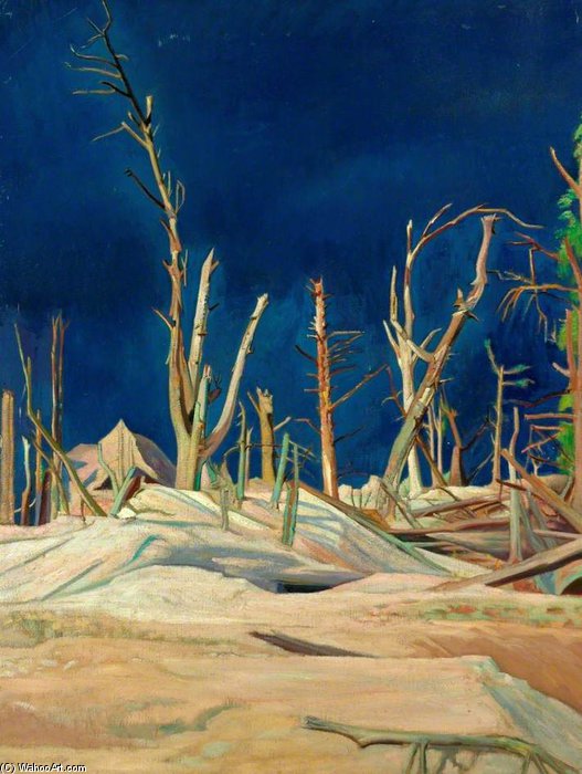 WikiOO.org - Encyclopedia of Fine Arts - Schilderen, Artwork William Rothenstein - Blasted Trees