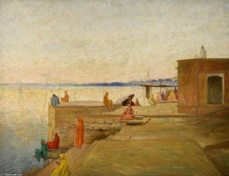 Wikioo.org - The Encyclopedia of Fine Arts - Painting, Artwork by William Rothenstein - Evening In Benares, India