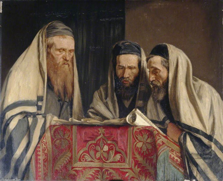 Wikioo.org - The Encyclopedia of Fine Arts - Painting, Artwork by William Rothenstein - Reading The Book Of Esther