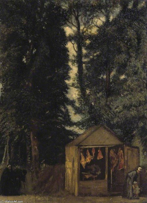 WikiOO.org - Güzel Sanatlar Ansiklopedisi - Resim, Resimler William Rothenstein - The Butcher's Shop Under The Trees