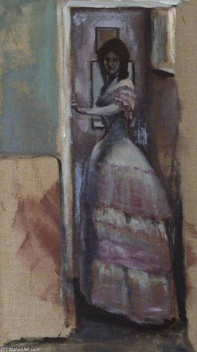 WikiOO.org - Encyclopedia of Fine Arts - Maleri, Artwork William Rothenstein - Woman Standing In Doorway