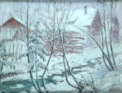 WikiOO.org - Енциклопедия за изящни изкуства - Живопис, Произведения на изкуството William Samuel Horton - Chalets In The Snow