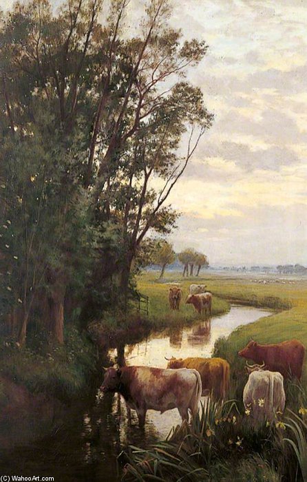 Wikioo.org - The Encyclopedia of Fine Arts - Painting, Artwork by William Sidney Cooper - Evening At Sturry