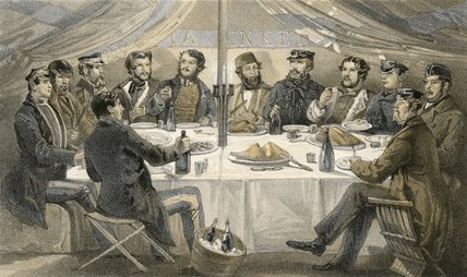 Wikioo.org – L'Encyclopédie des Beaux Arts - Peinture, Oeuvre de William Simpson - Un dîner de Noël Sur Les Hauteurs devant Sébastopol