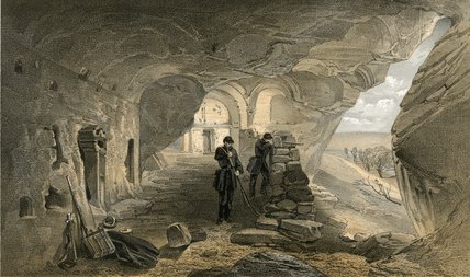 Wikioo.org - The Encyclopedia of Fine Arts - Painting, Artwork by William Simpson - Excavated Church In The Caverns At Inkermann