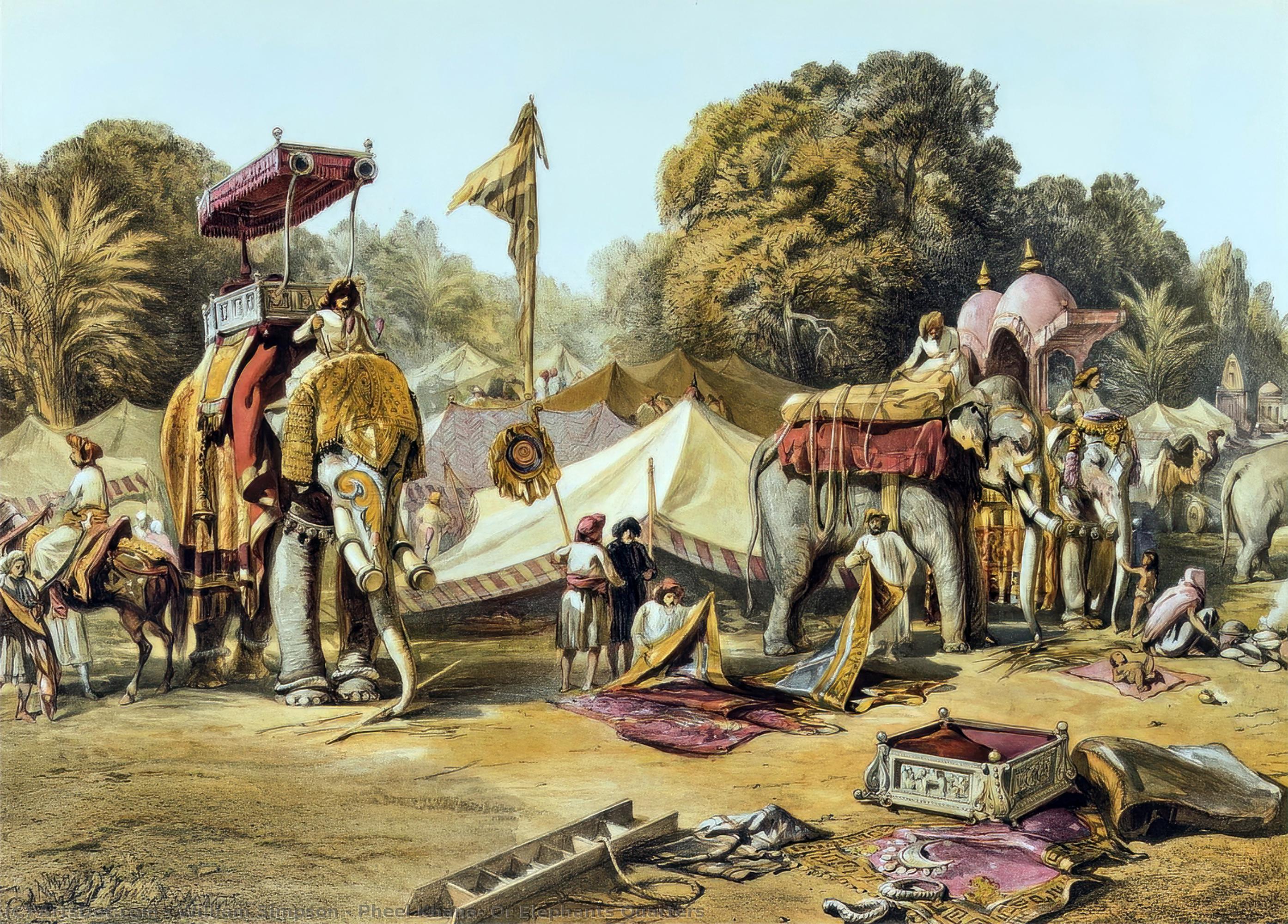 Wikioo.org – L'Enciclopedia delle Belle Arti - Pittura, Opere di William Simpson - Pheel Khana, o elefanti Quarters