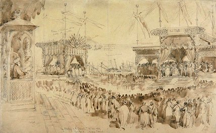 Wikioo.org – L'Enciclopedia delle Belle Arti - Pittura, Opere di William Simpson - La benedizione di  Antartico  Di Suez  canale