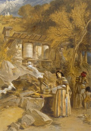 WikiOO.org - Encyclopedia of Fine Arts - Maleri, Artwork William Simpson - The Praying Cylinders Of Thibet