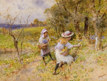 Wikioo.org - The Encyclopedia of Fine Arts - Painting, Artwork by William Stephen Coleman - The Primrose Gatherers