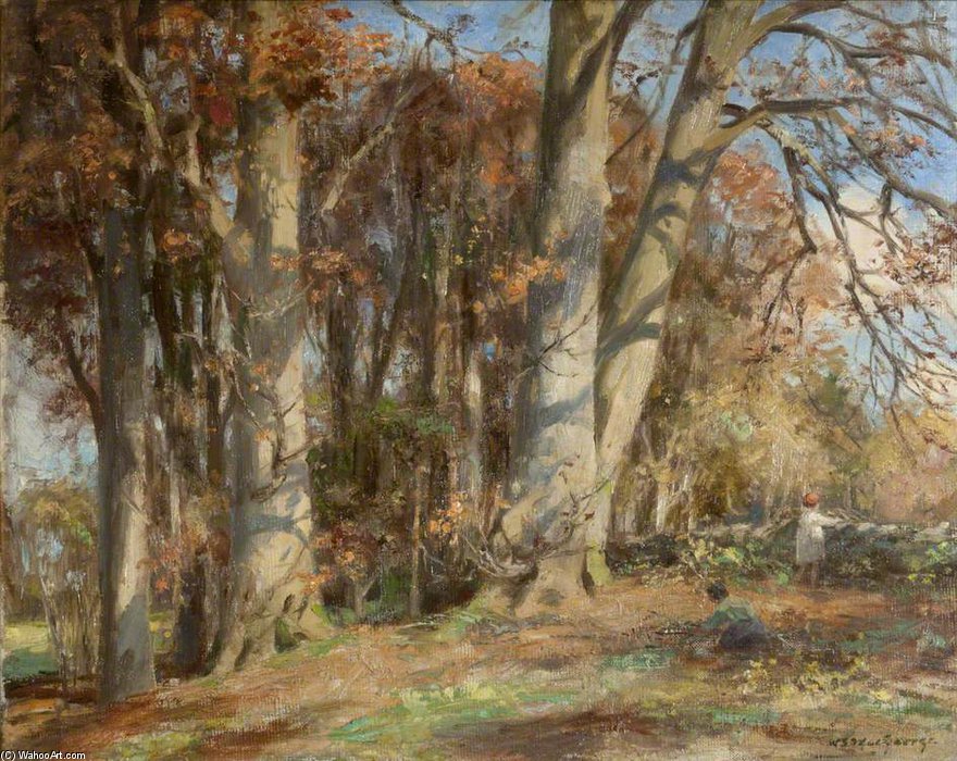 Wikioo.org - The Encyclopedia of Fine Arts - Painting, Artwork by William Stewart Macgeorge - Autumn Near Kirkcudbright With Children